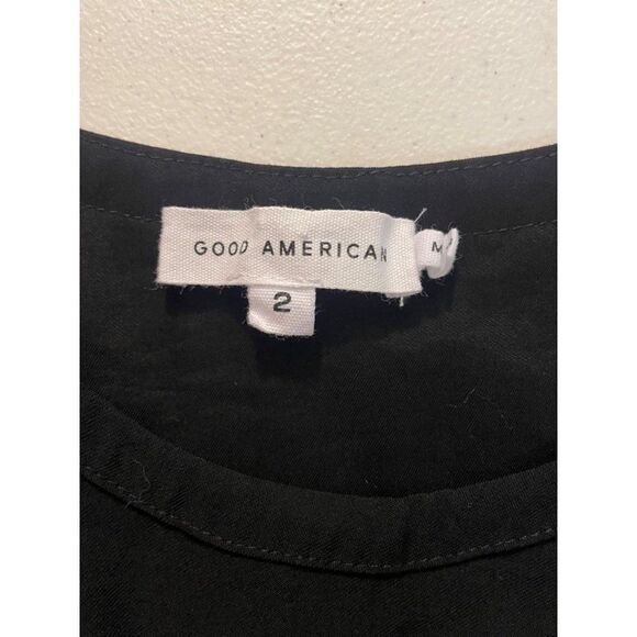 Good American Black Rayon Blend Sleeveless Top 2 US 6 8 - Picture 4 of 4